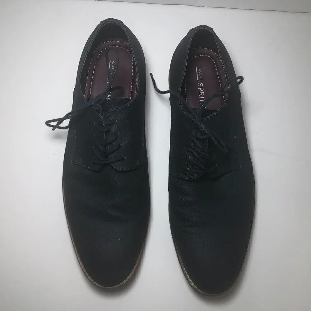 Call It Spring Shoes Oxford Men's Size 12 Blue Almond Toe Textured Canvas